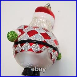 Christopher Radko Ho Ho Harlequin Role Poly Santa Glass Christmas Ornament 5