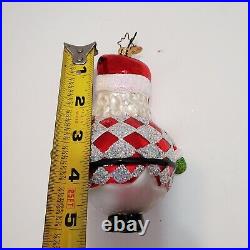 Christopher Radko Ho Ho Harlequin Role Poly Santa Glass Christmas Ornament 5