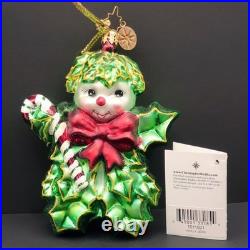 Christopher Radko Holly Jean Blown Glass Ornament Candy Cane Holiday Decor