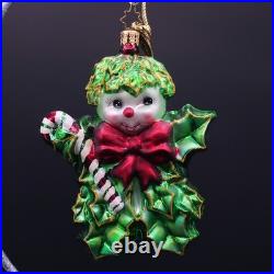 Christopher Radko Holly Jean Blown Glass Ornament Candy Cane Holiday Decor