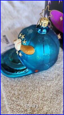Christopher Radko Home Run Cap Blue Baseball Christmas Ornament 02-0023-0