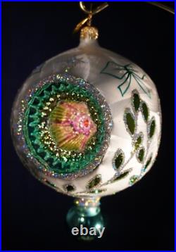 Christopher Radko Ice Ball Beauty Turquoise Glass Christmas Ornament