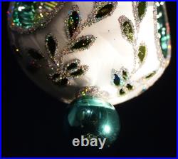 Christopher Radko Ice Ball Beauty Turquoise Glass Christmas Ornament
