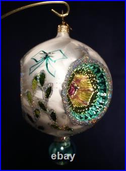 Christopher Radko Ice Ball Beauty Turquoise Glass Christmas Ornament