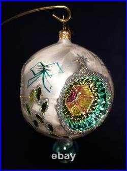 Christopher Radko Ice Ball Beauty Turquoise Glass Christmas Ornament