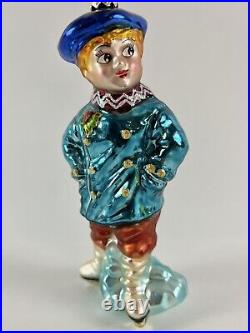 Christopher Radko Ice Capades Boy In Blue Ice Skating Glass Christmas Ornament