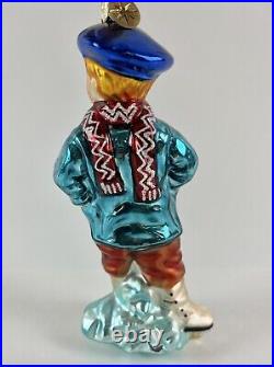 Christopher Radko Ice Capades Boy In Blue Ice Skating Glass Christmas Ornament