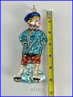 Christopher Radko Ice Capades Boy In Blue Ice Skating Glass Christmas Ornament