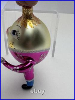 Christopher Radko Italian Glass Christmas Ornament OFF THE WALL Pink Humpty