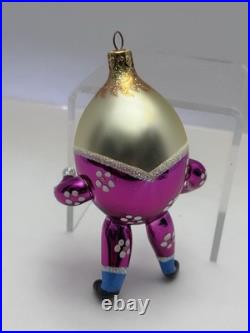 Christopher Radko Italian Glass Christmas Ornament OFF THE WALL Pink Humpty