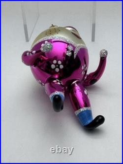 Christopher Radko Italian Glass Christmas Ornament OFF THE WALL Pink Humpty