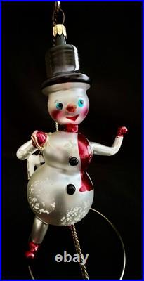 Christopher Radko Italian Snowy With Skates Snowman Glass Christmas Ornament Christopher Radko Italian Snowy With Skates Snowman Glass Christmas Ornament