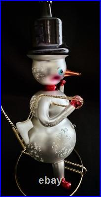 Christopher Radko Italian Snowy With Skates Snowman Glass Christmas Ornament Christopher Radko Italian Snowy With Skates Snowman Glass Christmas Ornament