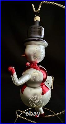 Christopher Radko Italian Snowy With Skates Snowman Glass Christmas Ornament Christopher Radko Italian Snowy With Skates Snowman Glass Christmas Ornament