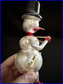 Christopher Radko Italian Snowy With Skates Snowman Glass Christmas Ornament Christopher Radko Italian Snowy With Skates Snowman Glass Christmas Ornament