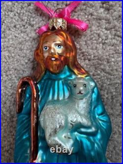 Christopher Radko Jesus Large Religious Christmas Ornament with sheep rare