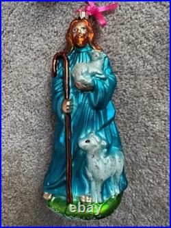 Christopher Radko Jesus Large Religious Christmas Ornament with sheep rare
