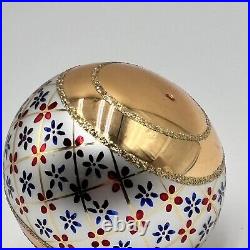 Christopher Radko King Of Prussia Glass Christmas Ornament 4 Ball Blue Flowers