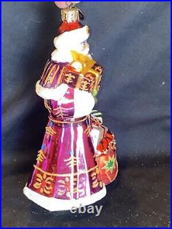 Christopher Radko LE TYRIAN TIDINGS Christmas Tree Glass Ornament pink Santa EUC