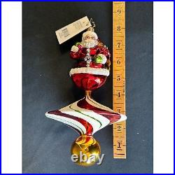 Christopher Radko Mint Swirl Santa Ornament Christmas Decor 9 RARE