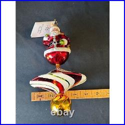 Christopher Radko Mint Swirl Santa Ornament Christmas Decor 9 RARE