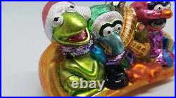 Christopher Radko Muppet Bobsled Kermit Gonzo Animal Glass Christmas Ornament