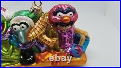 Christopher Radko Muppet Bobsled Kermit Gonzo Animal Glass Christmas Ornament