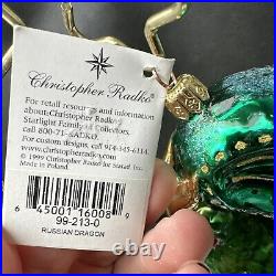 Christopher Radko Ornament Russian Dragon Glass Christmas w Tag 6 Dated 1999