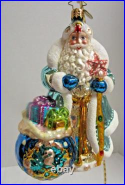 Christopher Radko POSEIDON'S PRESENTS Neptune Santa Seahorse Christmas Ornament