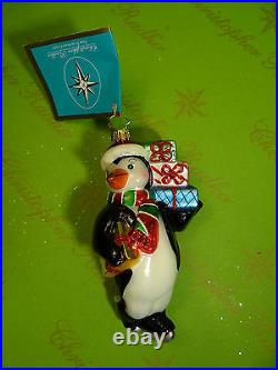 Christopher Radko Penguin Presents Glass Ornament