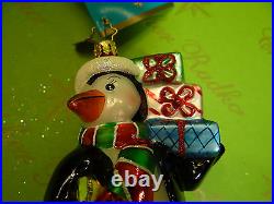 Christopher Radko Penguin Presents Glass Ornament