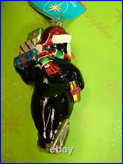 Christopher Radko Penguin Presents Glass Ornament