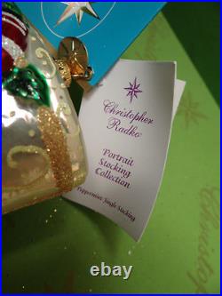 Christopher Radko Peppermint Jingle Stocking Glass Ornament