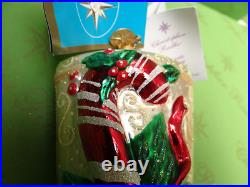 Christopher Radko Peppermint Jingle Stocking Glass Ornament