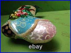 Christopher Radko Peppermint Jingle Stocking Glass Ornament