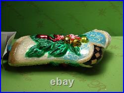 Christopher Radko Peppermint Jingle Stocking Glass Ornament