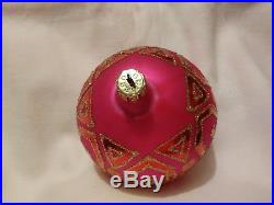 Christopher Radko Pink Tiffany Blown Glass Ball Christmas Ornament 4.5