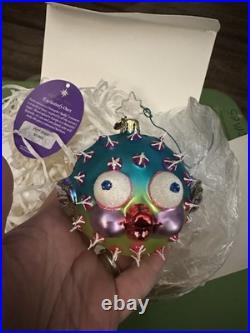 Christopher Radko Puff A Kiss Pufferfish Ornament Withbox