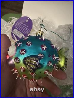 Christopher Radko Puff A Kiss Pufferfish Ornament Withbox