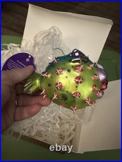 Christopher Radko Puff A Kiss Pufferfish Ornament Withbox