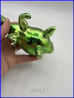 Christopher Radko Puff Green Dragon Blown Glass Christmas Ornament