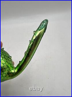 Christopher Radko Puff Green Dragon Blown Glass Christmas Ornament