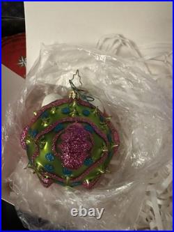 Christopher Radko Puffed And Prickly Puffer Fish Christmas Ornament HOT PINK