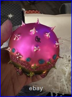 Christopher Radko Puffed And Prickly Puffer Fish Christmas Ornament HOT PINK