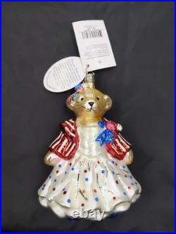 Christopher Radko RARE Muffy Bear Sparkler Ball Glass Ornament 6 NO BOX