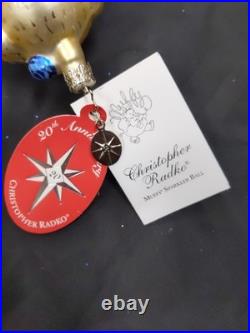 Christopher Radko RARE Muffy Bear Sparkler Ball Glass Ornament 6 NO BOX