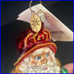 Christopher Radko Red Hot Santa Fireman Glass Ornament 00-052-0 Box & Tag