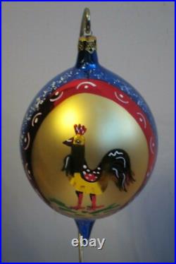 Christopher Radko Royal Rooster/Bird Oval Drop Christmas ornament, New withFlaws