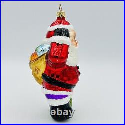 Christopher Radko Santa's Surprise Santa Claus Glass Christmas Ornament 6 RARE