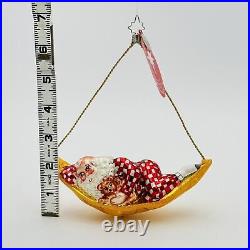 Christopher Radko Sleepy Time Santa Hammock Glass Christmas Ornament NEW IN BOX